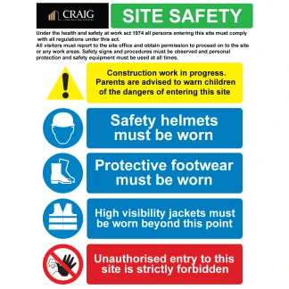 CRA001 A3 Construction Work/Unauthorised Entry... Site Signs